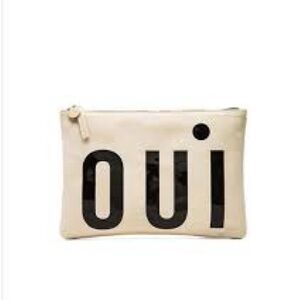 Clare V. Oui Flat Oui Clutch in Cream and Black